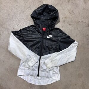 Vintage Y2K Nike Windrunner Jacket XS Black White Full Zip Lightweight Hooded‎